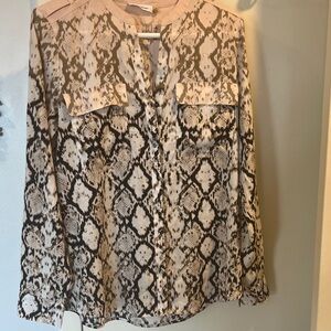 Calvin Klein Beige and Black Snake Print Blouse